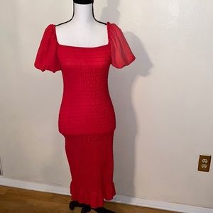 Red off the shoulder dress